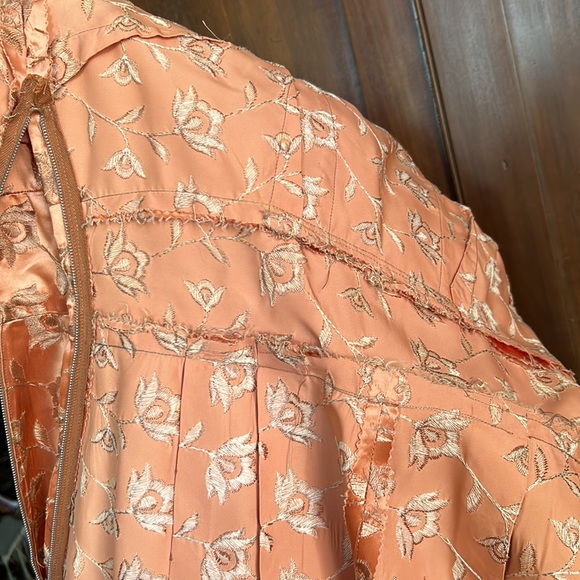 Vintage Handmade Peachy Keen Satin Dress - Picture 14 of 16